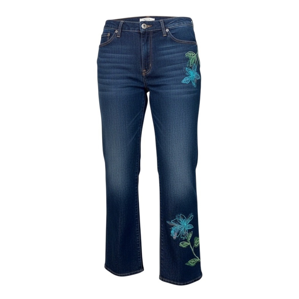 Napa Valley Petite Jeans 10P Embroidered Floral Bootcut Women Dark Wash
